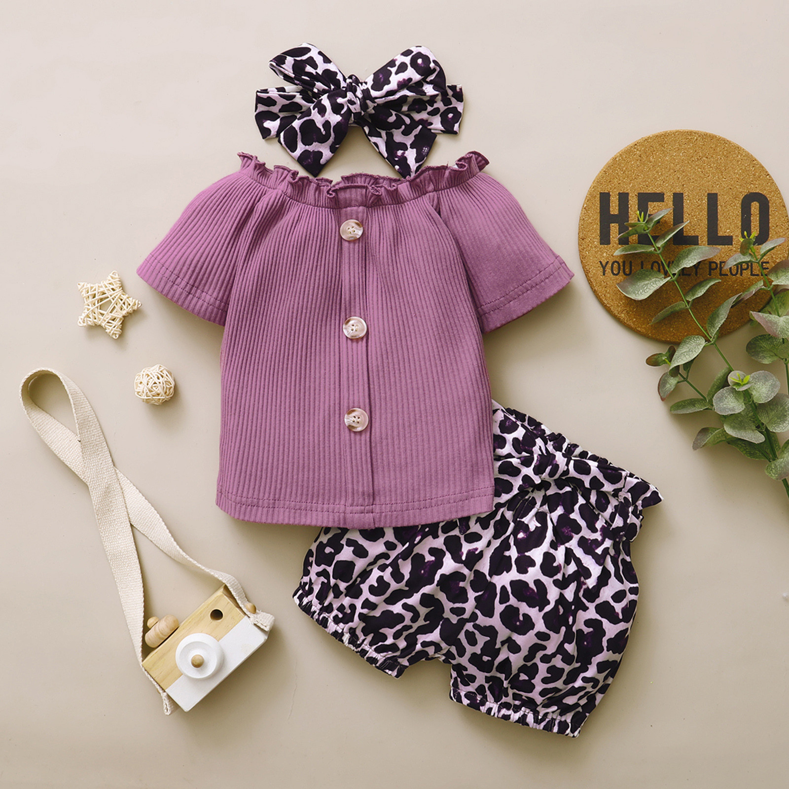 Newborn Baby Girl Clothes Set Summer Solid Color S..